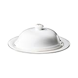 FRCOLOR Assiette à Steak Style Pratique avec Couvercle en Céramique Blanche Finition Polie Lisse, pour Restaurant ou Hôtel
