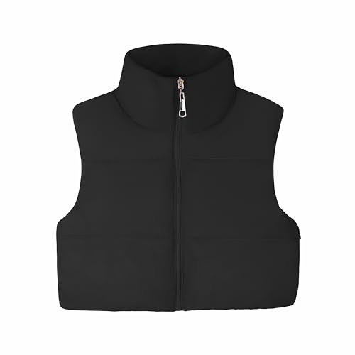 EXARUS Girls Cropped/Long Puffer Vest Sleeveless Water Repellent Stand Collar Lightweight Zip up Quilted Pockets 6-12Y long 6 Years Hot Pink