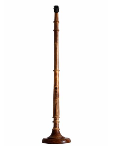 Image of Rustic Wood Floor Lamp for Living Room Walnut Brown with Multicolor Fabric Lamp Shade | Light Decoration for Home Side Lamp for Living Room | Antique Floor Light, (Candlestick Palm Leaf)