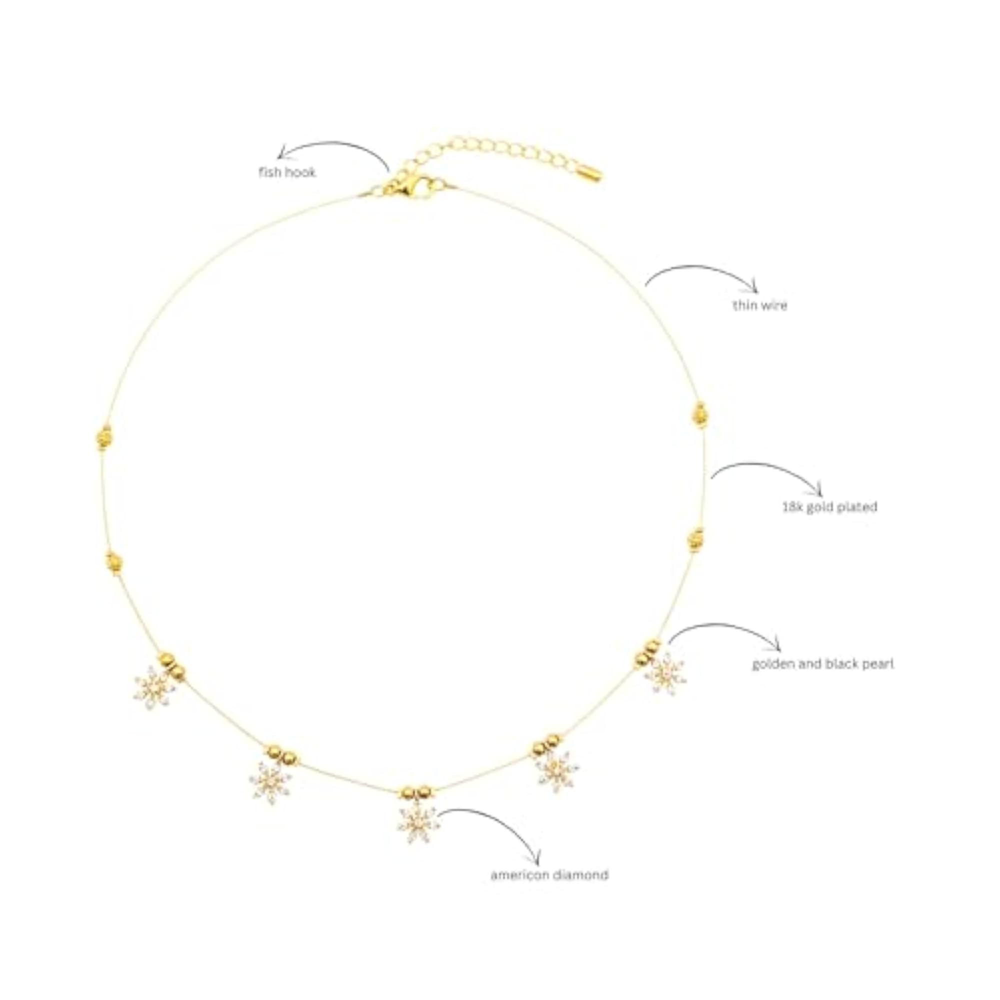 Women's Gold Plated Floral Pendant Necklace, Invisible Design