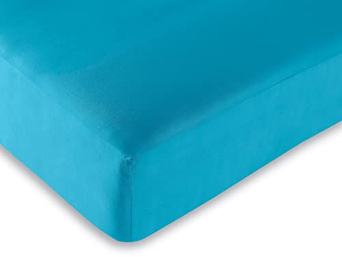 UNIVERSDECOR - Drap Housse 57 Fils/cm² 180 x 200 cm Bleu Turquoise pour lit King Size