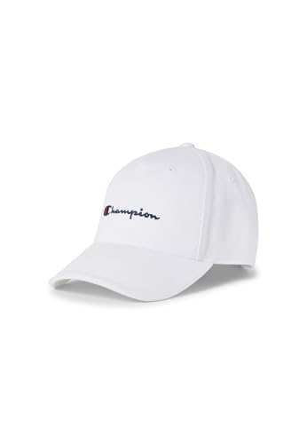 Champion Unisex Kinder Icons Accessories Junior Caps - 802421 Woven Cotton Twill Small Script Logo Baseballkappe, Weiß, Einheitsgröße EU