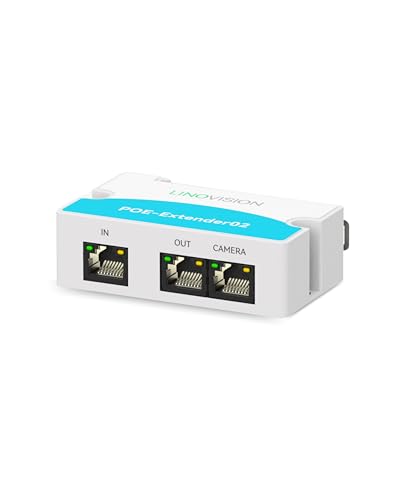 LINOVISION Mini 2-Port POE Extender, Extend Power Over Ethernet Up to 300m with Cat5/6 Cable, POE Splitter to 2 Devices