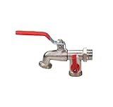 Gartenarmatur, Zinklegierung Wasserhahn für industrielle und häusliche Bewässerung, 1 Einlass, 2 Ausgänge, Doppelnippel, Balkonarmatur für den Außenbereich (Farbe 1)