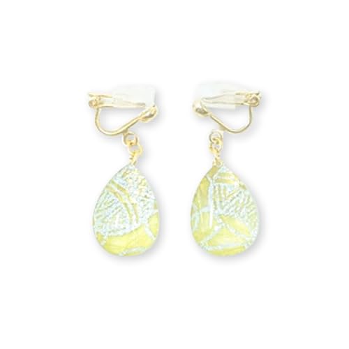 IKAZAKI WASHI JEWERLY しずくイヤリング「グリーン」鞠柄