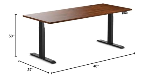 Image of Desky Electric Standing Desk, 48 x 30 inch Rubberwood Height Adjustable Sit Stand Desk, Dual Motor, Memory Presets, Ergonomic Workstation for Home Office - Natural Timber Top