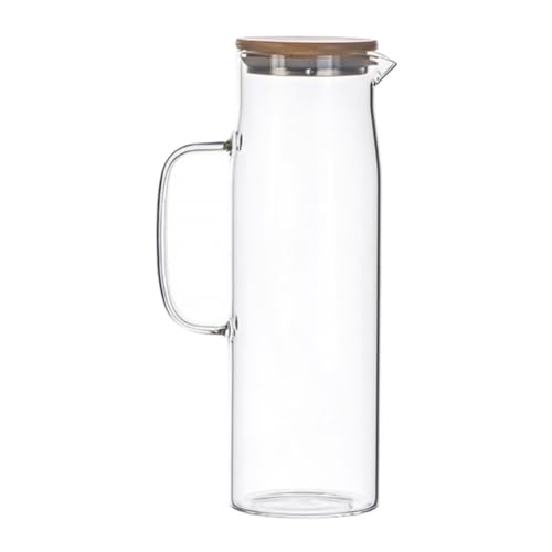 KAILIKETIY Jarra de Temperatura Agua de 1,2l de Vidrio de Borosilicato de Fría Resistencia Cambios y Tapa de Bambú para Uso Hogar