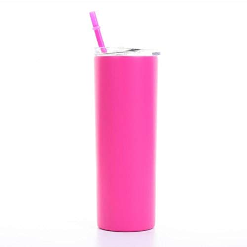Ovis Bebida Caliente Thin o macetas en frío con Tapas y pajas Doble Aislamiento al vacío de Acero Inoxidable Copa Tumbler irrompible,Rosa roja,600ml