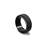 Fusamk Fashion Black Fidget Spinner Ring Stainless Steel Frosted Band Ring(Black(9))