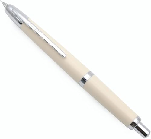 Image of Jinhao 20 Press Fountain Pen Retractable Fine Nib with Converter Capless fountain pen Resin pen Writing Gift Pen (silver clip off white)