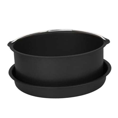 VINTORKY 1Set Cake Basket and Pizza Tray Air Fryer Accessories Baking Tools for Home Restaurant Non Stick Bakeware for Cakes Desserts Black
