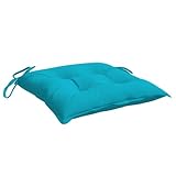 Coespram Set di 2 cuscini per sedia, colore turchese, 50 x 50 cm, con imbottitura in PP, antiscivolo con nastri di fissaggio, giardino, divano e interni, design moderno per sedie da giardino e