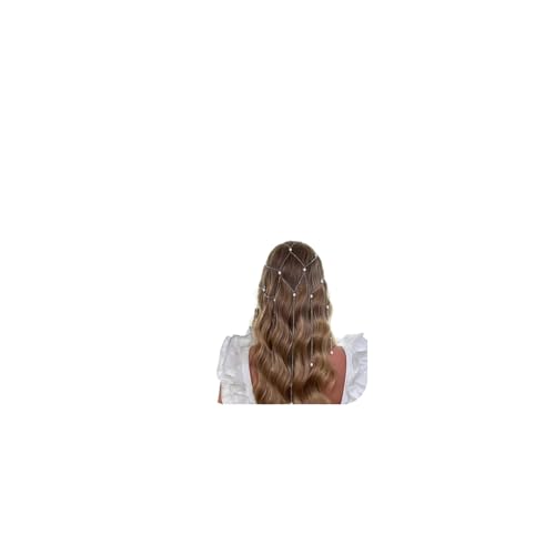 Multi-layered Tassel Pearl Headband Chain for Women Wedding Bridal Pearl Hair Clip Chain Headpiece Summer Beaded Headdress Jewelry for Prom Party (Silver)