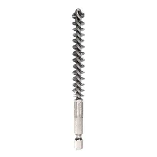 HARFINGTON Stainless Steel Bore Brush 10mm Dia Cleaning Wire Brush with Handle 1/4 Inch Hex Shank for Tubes, Ports, Bearings