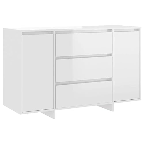 vidaXL Aparador con 3 Cajones Entrada Pasillo Vestíbulo Recibidor Armario Auxiliar Alacena Mesa Consola Mueble Contrachapada Blanco Brillo 120x41x75cm