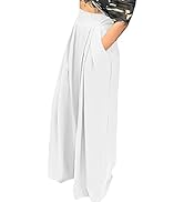 NRTHYE Womens Palazzo Long Pants High Waist Wide Leg Stretchy Loose Fit Casual Trousers with Pocket