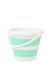Cubo Plegable con Capacidad para 5 litros, Cubo Plegable para Camping, Cubo Plegable de Silicona para Limpieza, Cubo Plegable Bebedero de Agua para Perros, Cubo Plegable para Playa y Pesca. (Verde)