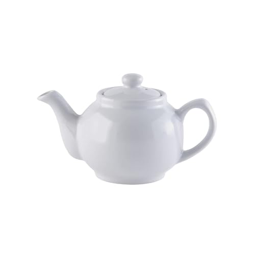 Price & Kensington Englische Teekanne für 2 Tassen, aus hochwertigem Steingut, Teekännchen mit Glanzglasur, weiß, mikrowellen- und spülmaschinenfest, Vintage Teebereiter