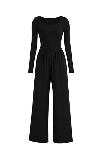 PRETTYGARDEN Womens Jumpsuits Dressy Casual Fall Fashion 2025 Trendy Long Sleeve Wide Leg Rompers Spring Work Office Outfits