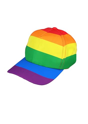 HENBRANDT Rainbow Pride Baseball Cap 6-Streifen Gay Pride Flag Snapback Hut Unisex LGBTQ+ Zubehör Kostüm Kopfbedeckung Festival Sommer Sonnenhut für Damen und Herren, regenbogenfarben, Einheitsgröße