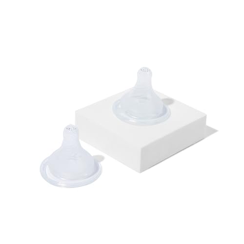 Motif Medical Replacement Slow Flow Nipples for Aura Glow Baby Bottle - Dishwasher-Safe, Silicone Newborn Bottle Nipples - Baby Bottle Nipples for Comfortable Feeding (2 Nipples Included)