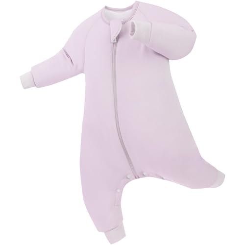PurComfy Supersoft Active Sleepsuit 1.0 TOG Long Sleeve Wearable Blanket with Legs All-Season Go-to for Safe Cozy Sleeper Lilac 3-6 Months