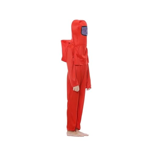 Image of WANNA PARTY WP Kids Amon Us Astronaut Costume Game Space Suit Red Blue Jumpsuit Halloween Backpack Cosplay Costumes For Boys Age 8-10 Years,Size L - Polyester