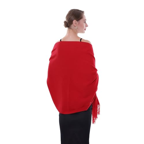 SWAT PANY Schal Rot Pashmina Schals Tücher für Damen Winterschal Stola Damen Festlich Warm