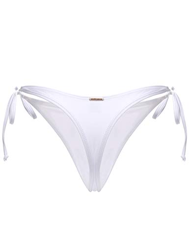 RELLECIGA Women's White Tie Side Thong Bikini Bottom Size XL