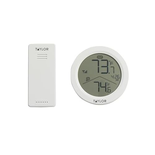 Image of Taylor Digital Modern Round Wireless in /Out Thermometer - 200 ft Range