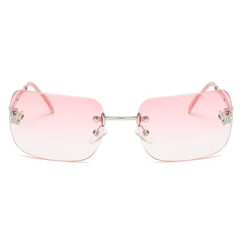 willochra 2023 Rectangle Y2k Gradient Sunglasses for Women Trendy Retro Summer Shades Rimless Butterfly Sunglasses2