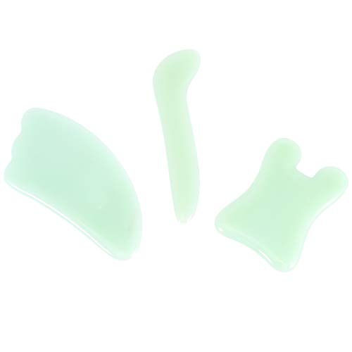 3 piezas de placas de jade para terapia de raspado, placas de tratamiento de color verde oliva con bordes lisos, accesorio duradero y de alta calidad, amigable con la piel miniatura 1