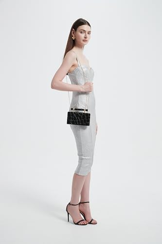 Women Faux Leather Evening Bag Stylish Gripe Clutch Handbag PU Shoulder Crossbody Bag for Party Formal Casual3