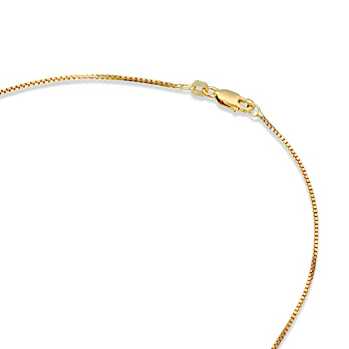 PAVOI Solid 925 Sterling Silver, 22K Gold Plated, Italian 1.0mm Diamond-Cut Square Box Chain Necklace for Men and Women, Made in Italy