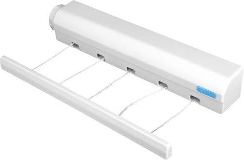 Tendedero Extensible de Pared de Hilos Automático, Blanco (5 Cuer...
