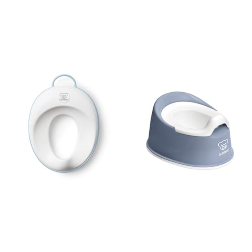 BABYBJORN Toilet Trainer, White/Turquoise, 1 Count (Pack of 1) & Smart Potty, Deep Blue/White