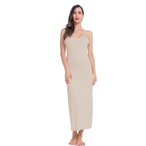 Image of MANCYFIT Long Slips for Under Dresses Full Length Adjustable Spaghetti Strap Nightgown