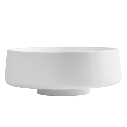 IVE Design XL White Fruit Bowl for Kitchen Counter, 14.2-inch Diameter Large Wooden Fruit Bowl, Natural Rubber Wood, White Decorative Bowl Fruit Holder Fruit Basket for Kitchen