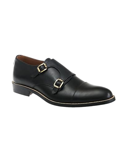 Dress Shoes for Men | Genuine Leather Shoes Double Monkstraps Cap Toe Design Comfortable Rubber Sole