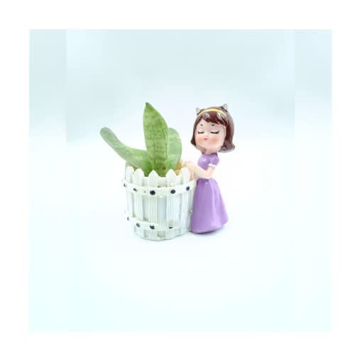 Image of Girl Resin Succulent Planter Flower Pot Handicraft Pack of 2 Indoor Outdoor Flower Pot Handicraft Planter, Plant Container Set (Multicolor Buddha Girl)