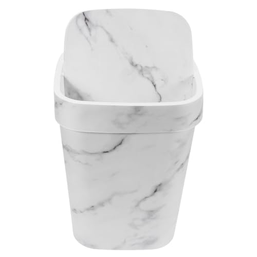 SUPVOX Cubo de Basura Grande con Tapa Abatible y Diseño en Mármol Claro, Contenedor de Residuos para Cocina, Baño y Sala, Bote Cuadrado Resistente para Reciclaje Doméstico