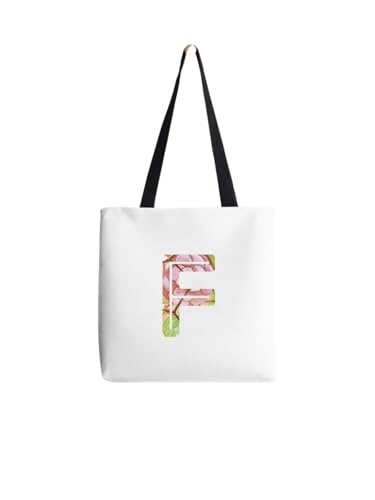 Sac fourre-tout lettre F imprimé plantes grasses grand cabas en toile