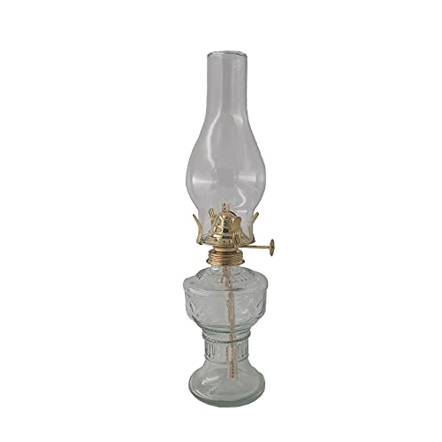 amanigo Oil Lamp Glass Kerosene Lantern - Classic Oil Lamp for Indoor Use (13 in)