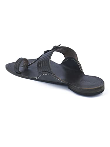 Image of KORAKARI Walkover Brown Kolhapuri Chappal Stylish Durable Smooth and Comfortable Flip Flops Anti Slip Designed Slippers Handmade Traditional Footwear