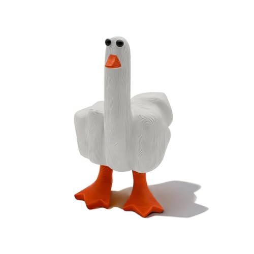 Chikoni Funny Finger Duck Resin Garden Statue Decor Duck You Cute Parody Stress Relief Ornament for Office Desk Bookshelf & Home Phone Stands Gag Gift for Best Friends White