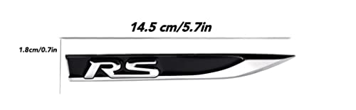 Image of 2-Piece RS Blade Emblem 3D Metal Badge Car Side Fender Rear Trunk Emblem Badge Tailgate Sticker Decals (Black&Silver)