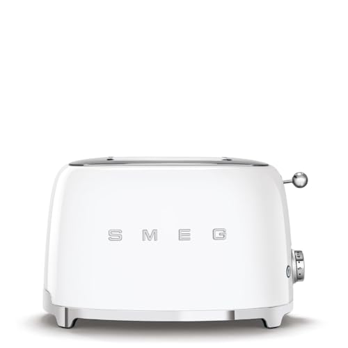 Smeg 50’s Style Retro Range Breakfast Set, 0.8L 1400W Mini Kettle and Multi-Functional Control 2-Slice 950W Toaster, White, KLF05WHUK/ TSF01WHUK