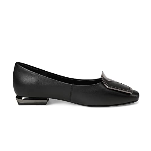 TinaCus Women's Genuine Leather Square Toe Handmade Buckle Décor Casual Flat Shoes3