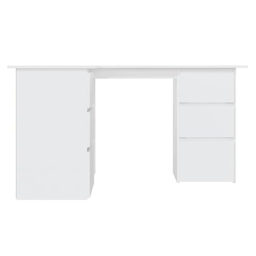 Table d'ordinateur en bois d'ingénierie blanc pour petit espace - 5