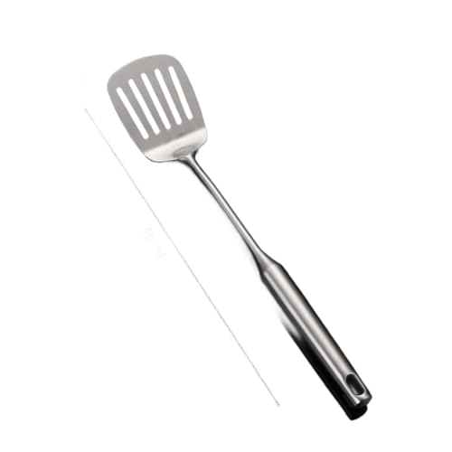 DAZZLEEX Utensilios de cocina de acero inoxidable 304, mango largo, espátula de wok, cuchara de pala, utensilios antiadherentes, accesorios de cocina (espátula para freír)